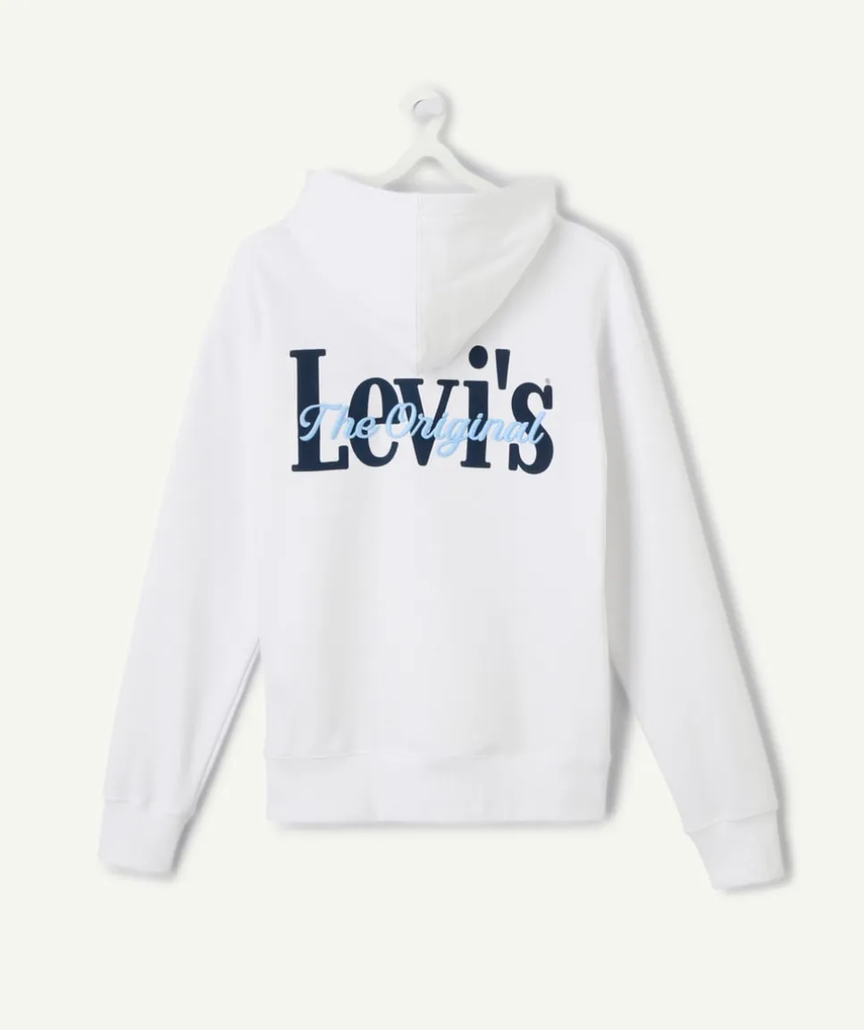 Sweat à capuche garçon blanc imprimé