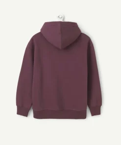 Sweat à capuche garçon couleur prune