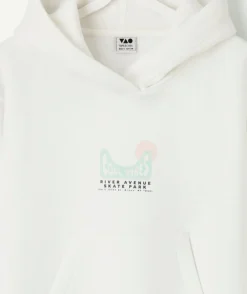 Sweat à capuche garçon imprimé blanc