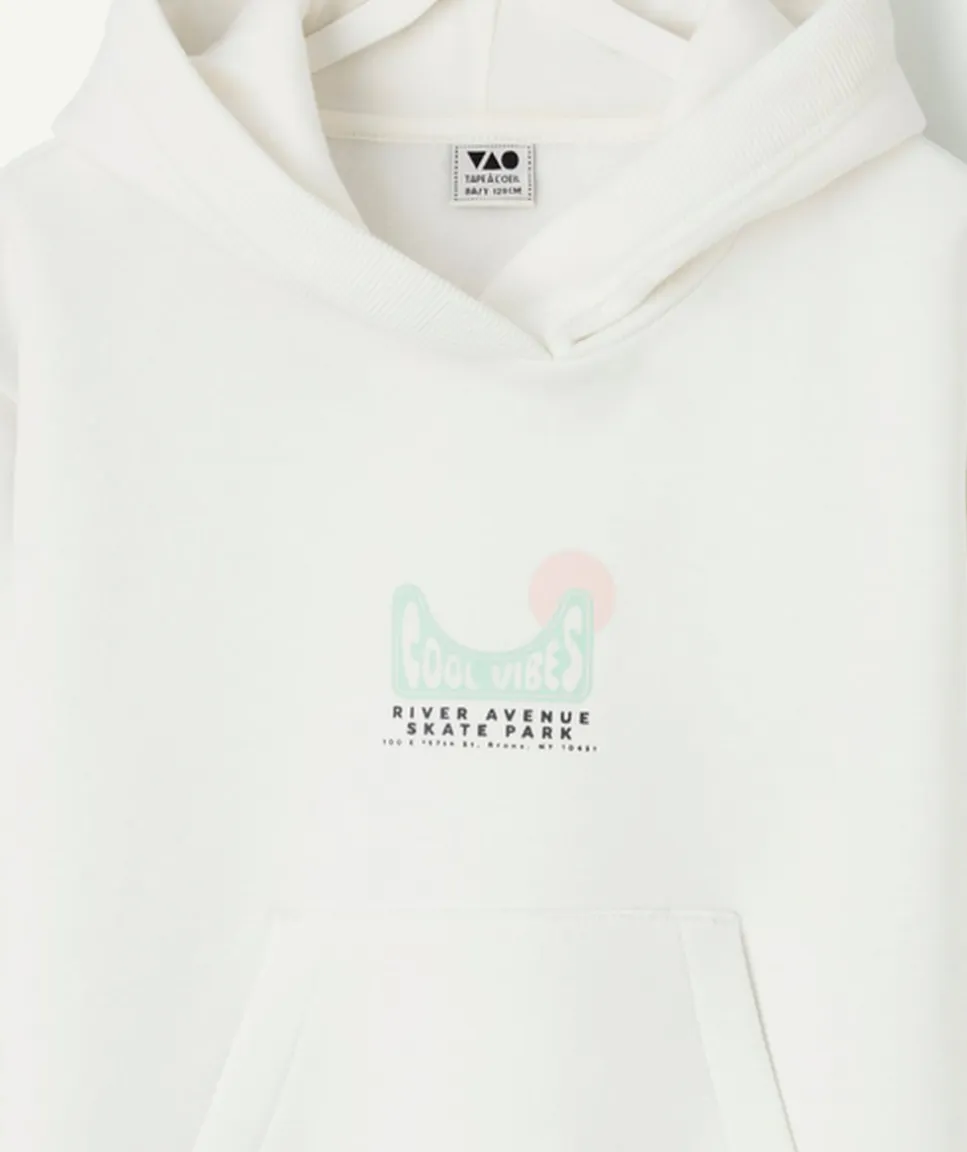 Sweat à capuche garçon imprimé blanc