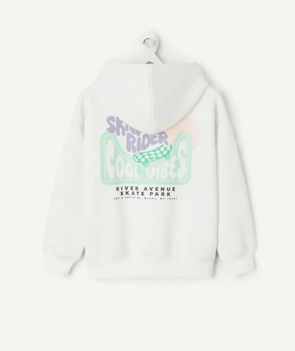 Sweat à capuche garçon imprimé blanc