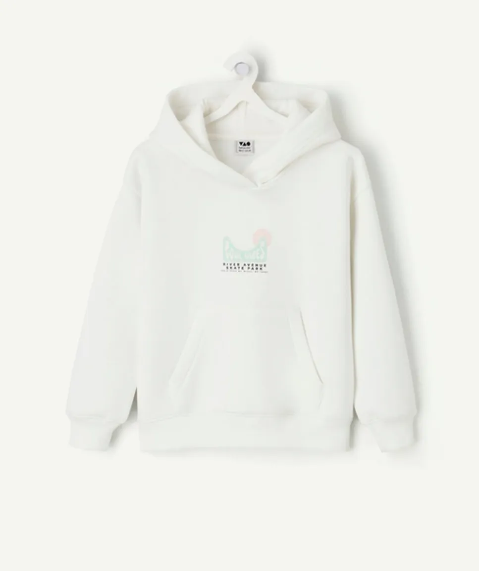 Sweat à capuche garçon imprimé blanc