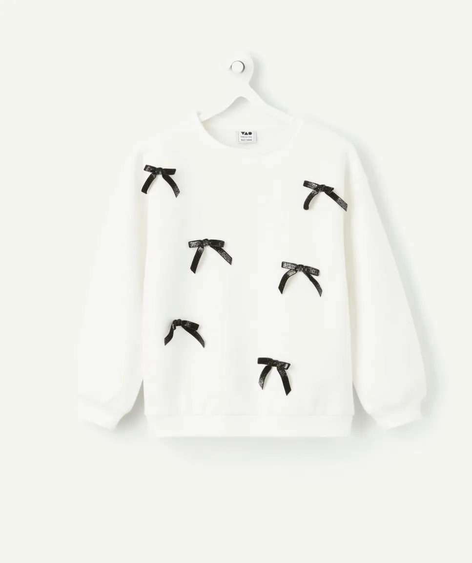Sweat fille blanc avec nœuds