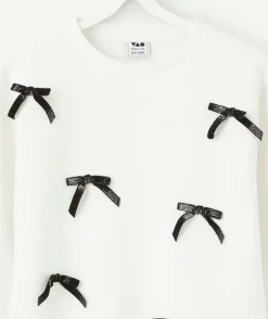 Sweat fille blanc avec nœuds