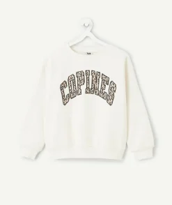 Sweat fille blanc imprimé léopard