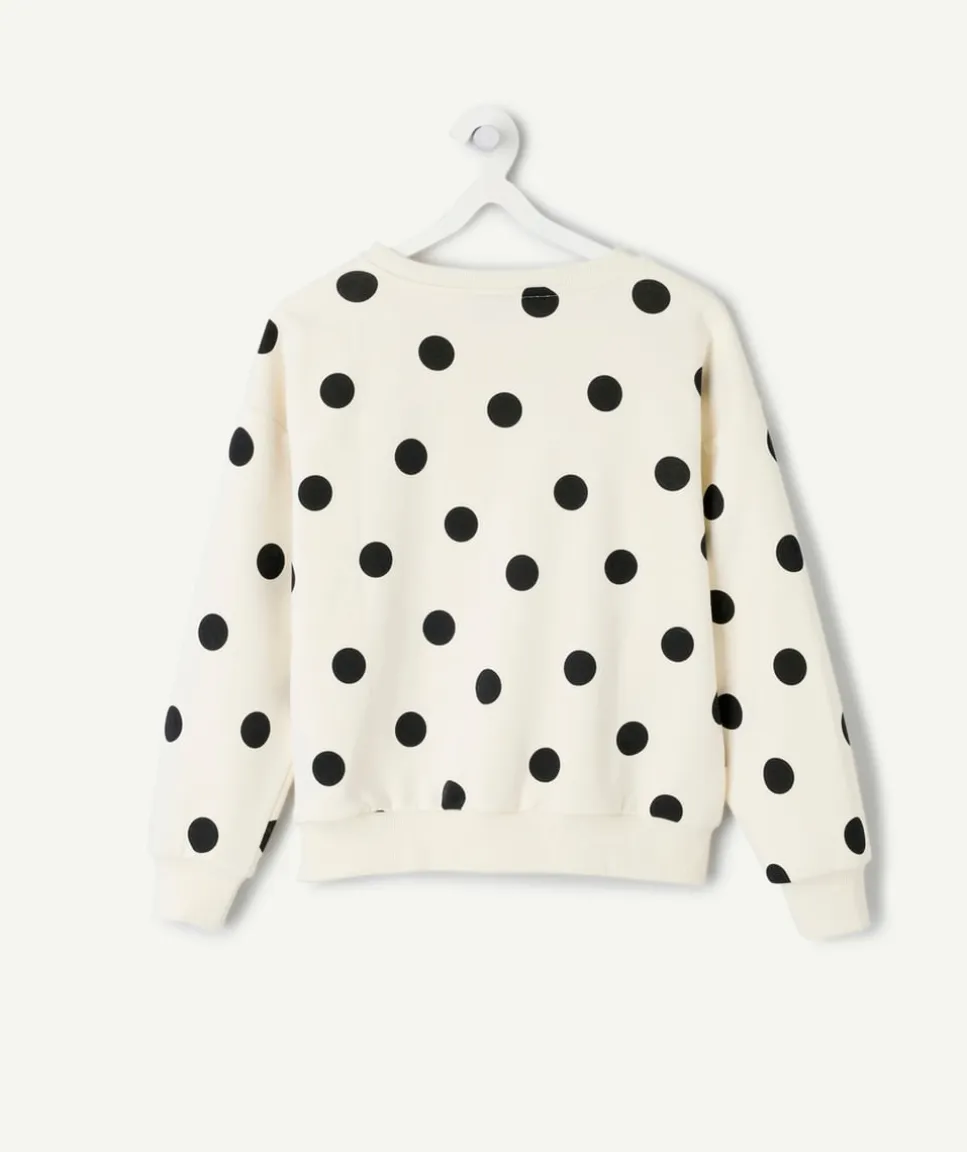 Sweat fille blanc à pois