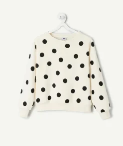 Sweat fille blanc à pois