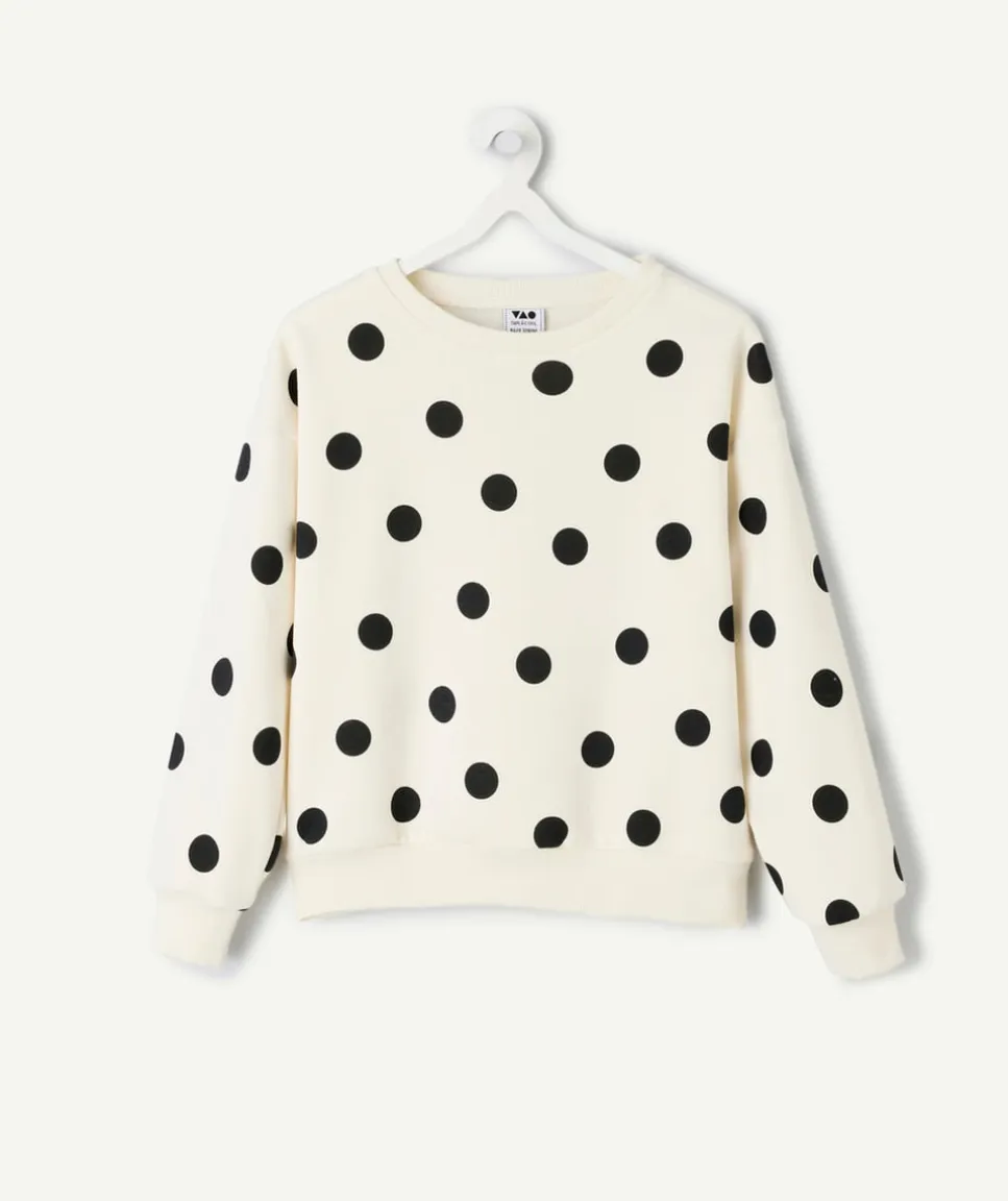 Sweat fille blanc à pois