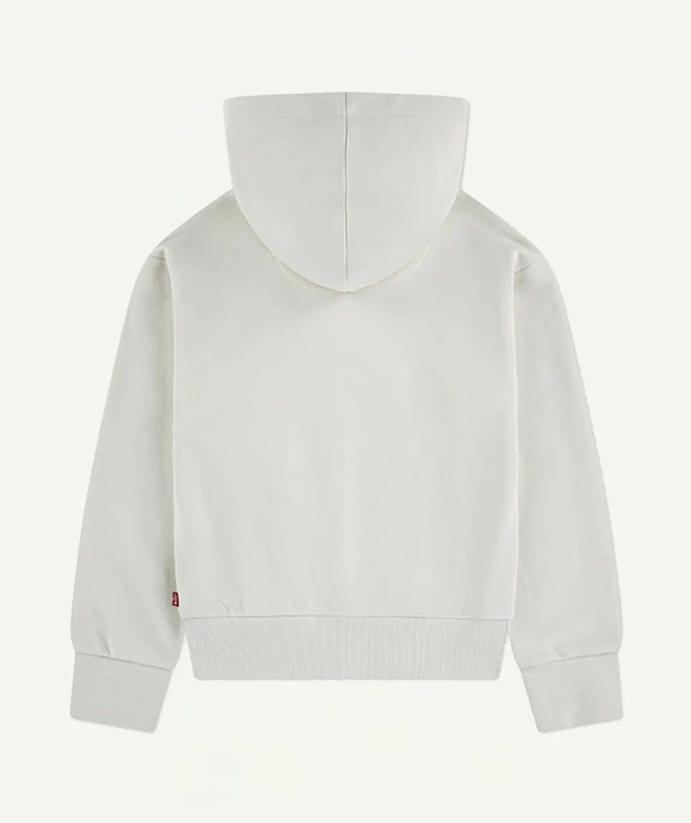 Sweat fille à capuche écru imprimé