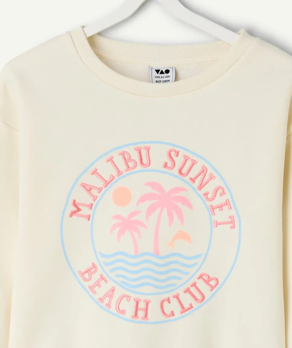 Sweat fille crème imprimé