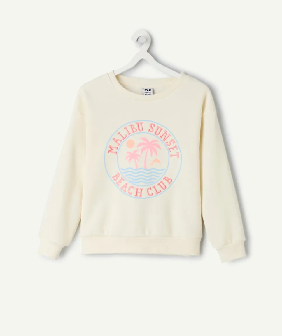 Sweat fille crème imprimé