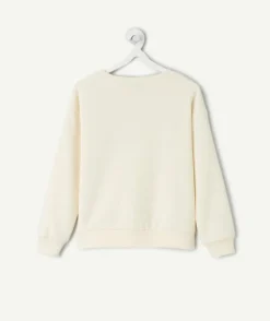 Sweat fille crème imprimé