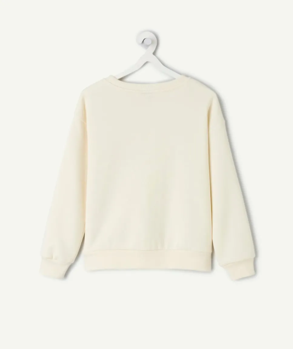 Sweat fille crème imprimé