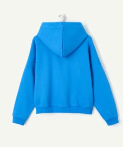 Sweat fille droit bleu imprimé