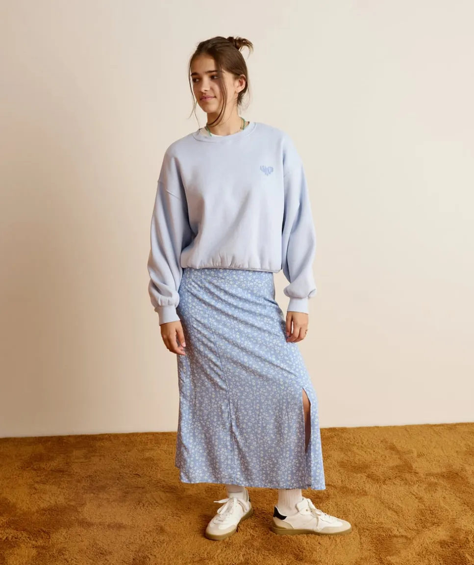 Sweat fille droit bleu pastel