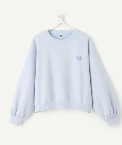 Sweat fille droit bleu pastel