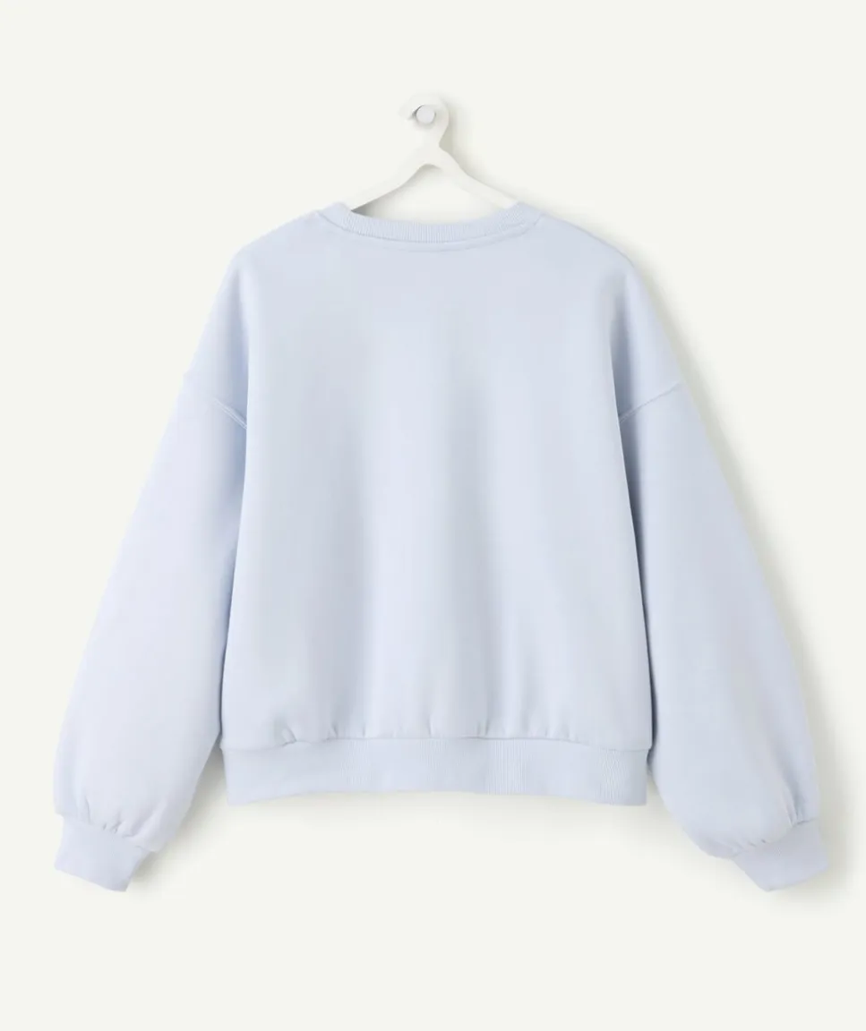 Sweat fille droit bleu pastel