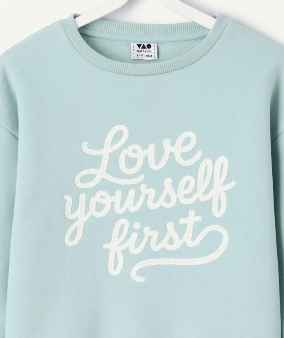 Sweat fille droit bleu pastel