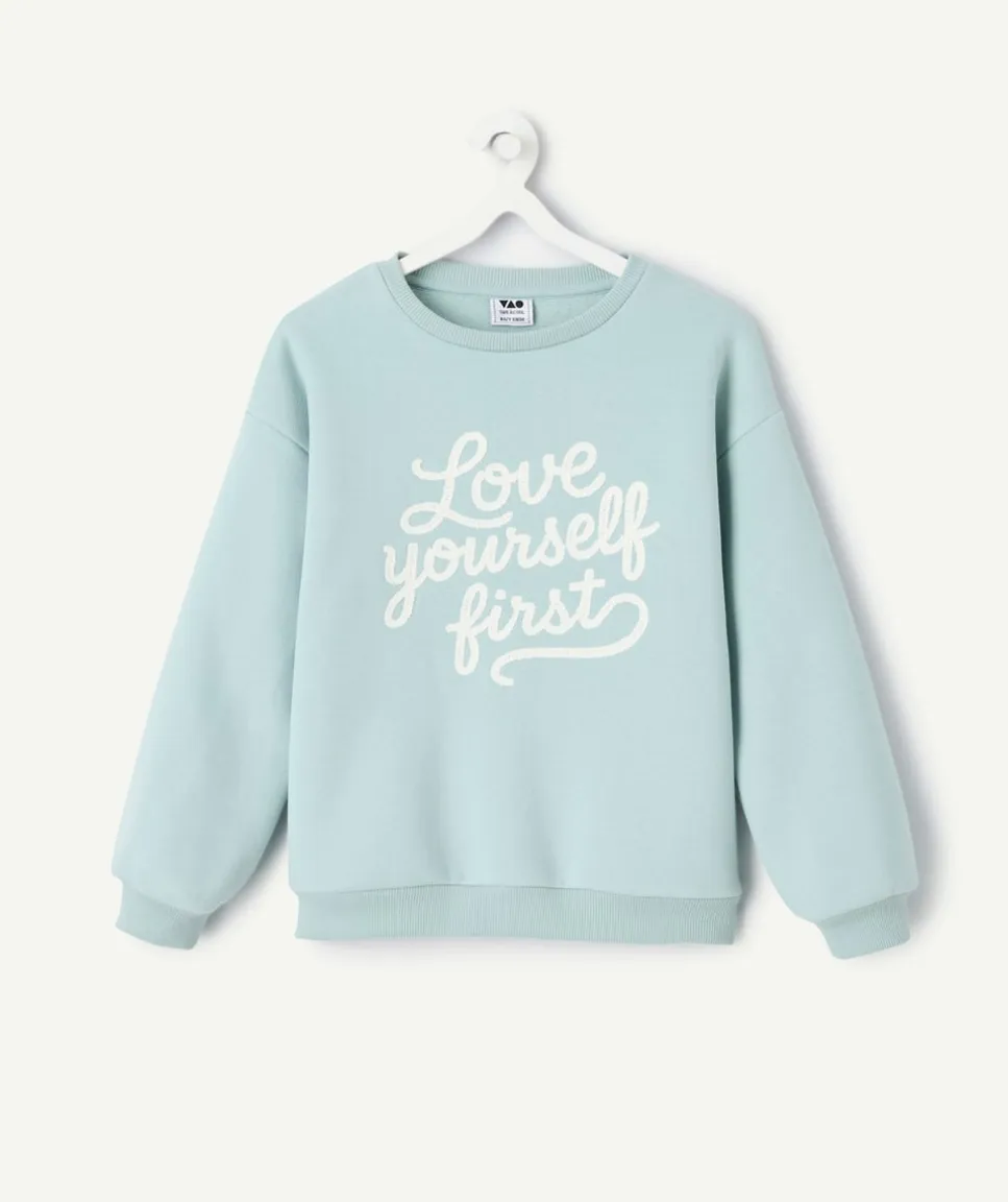 Sweat fille droit bleu pastel