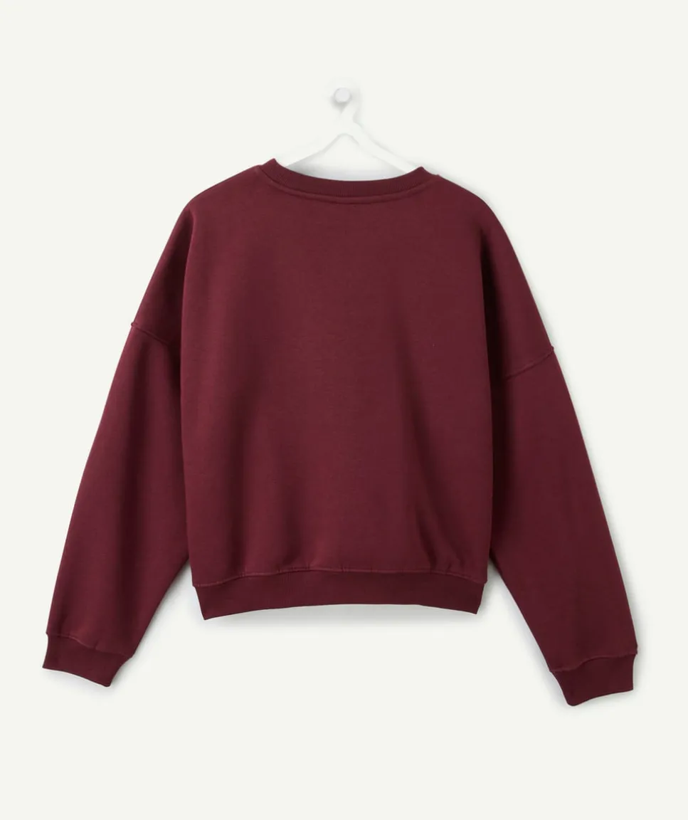 Sweat fille droit bordeaux