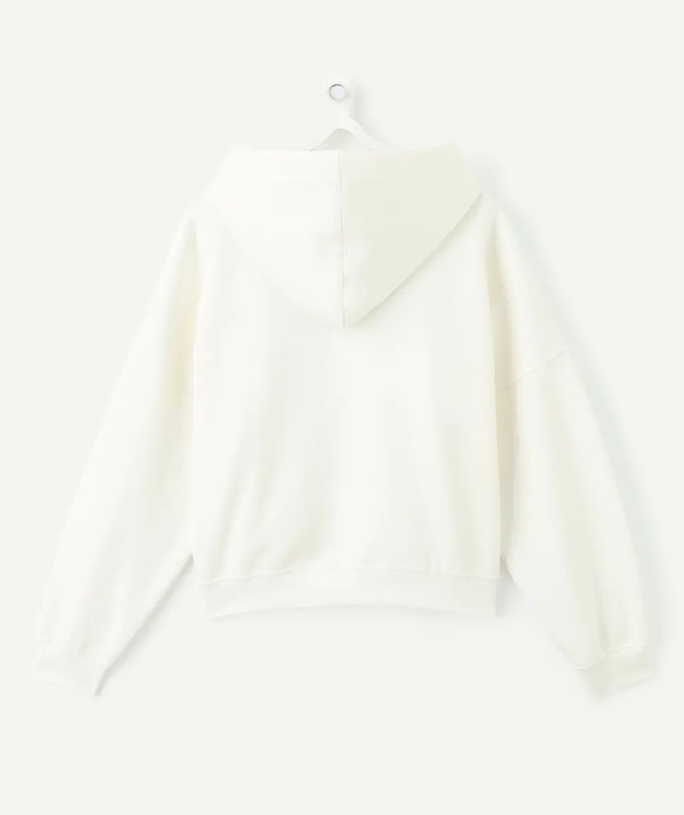Sweat fille droit écru imprimé