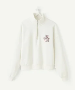 Sweat fille droit écru imprimé