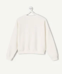 Sweat fille droit écru imprimé