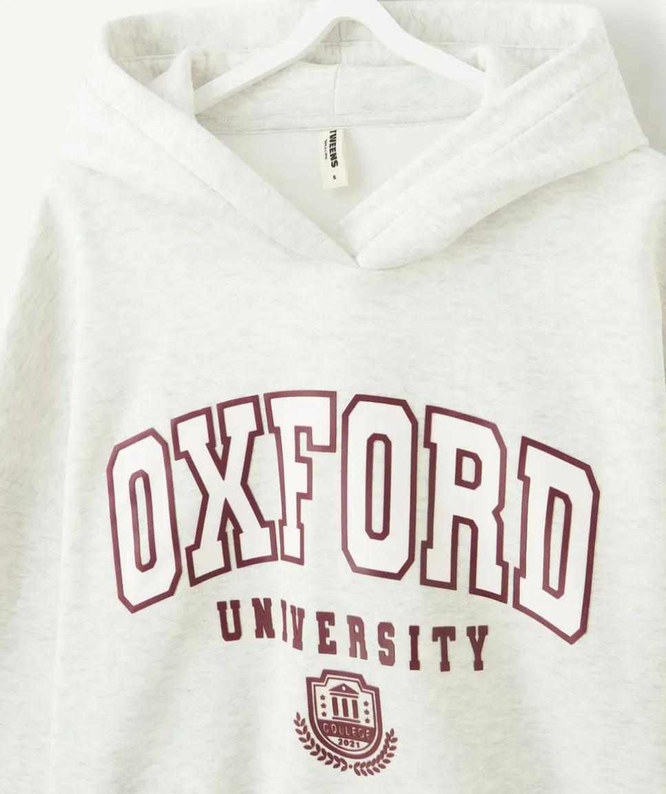 Sweat fille droit gris imprimé