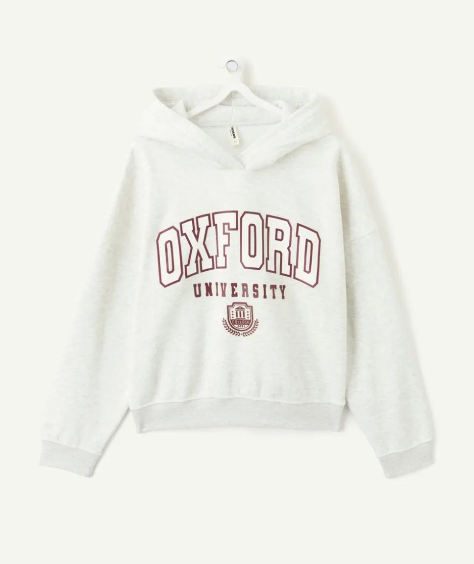 Sweat fille droit gris imprimé