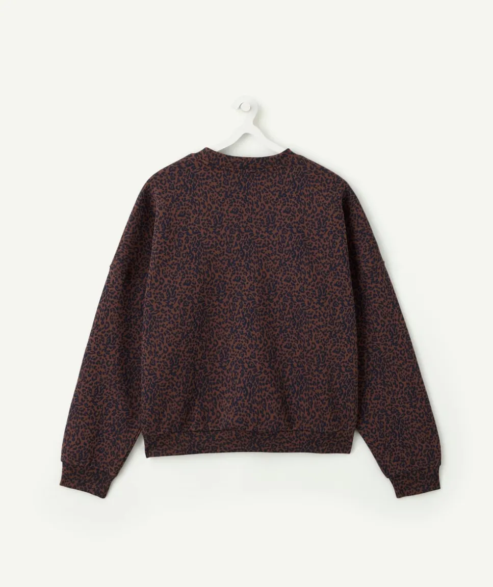 Sweat fille droit imprimé léopard