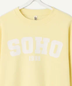 Sweat fille droit jaune imprimé
