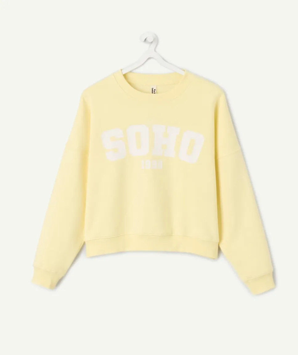 Sweat fille droit jaune imprimé