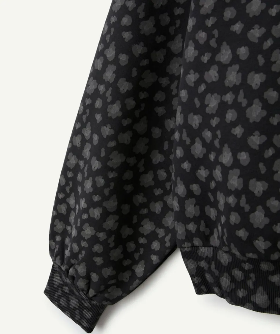 Sweat fille droit noir léopard