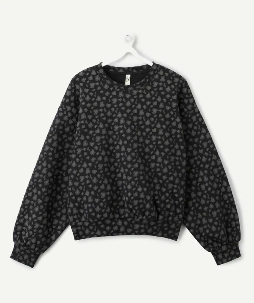 Sweat fille droit noir léopard