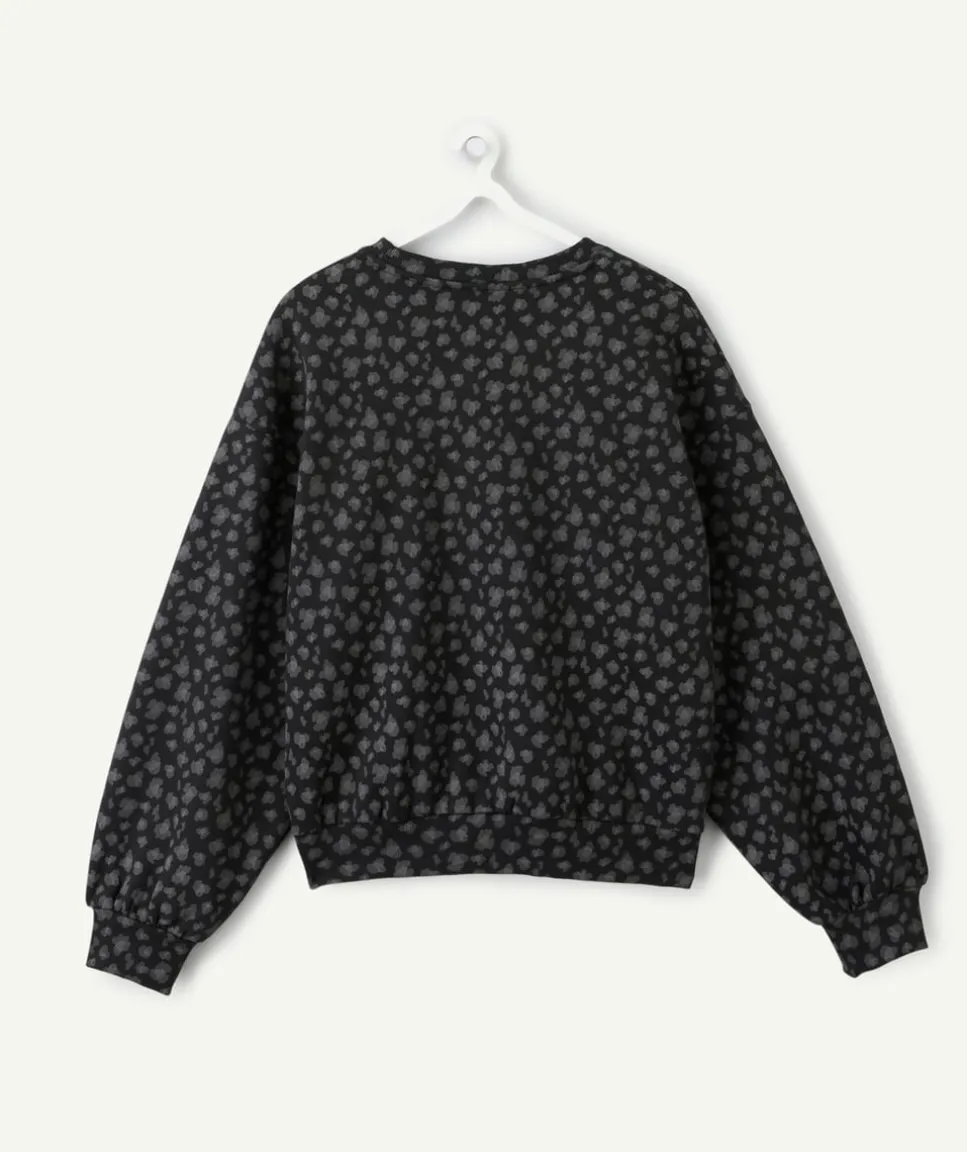 Sweat fille droit noir léopard