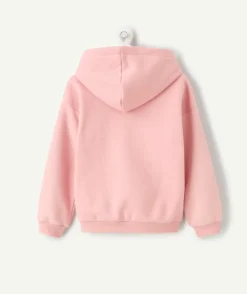 Sweat fille droit rose imprimé