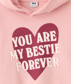 Sweat fille droit rose imprimé