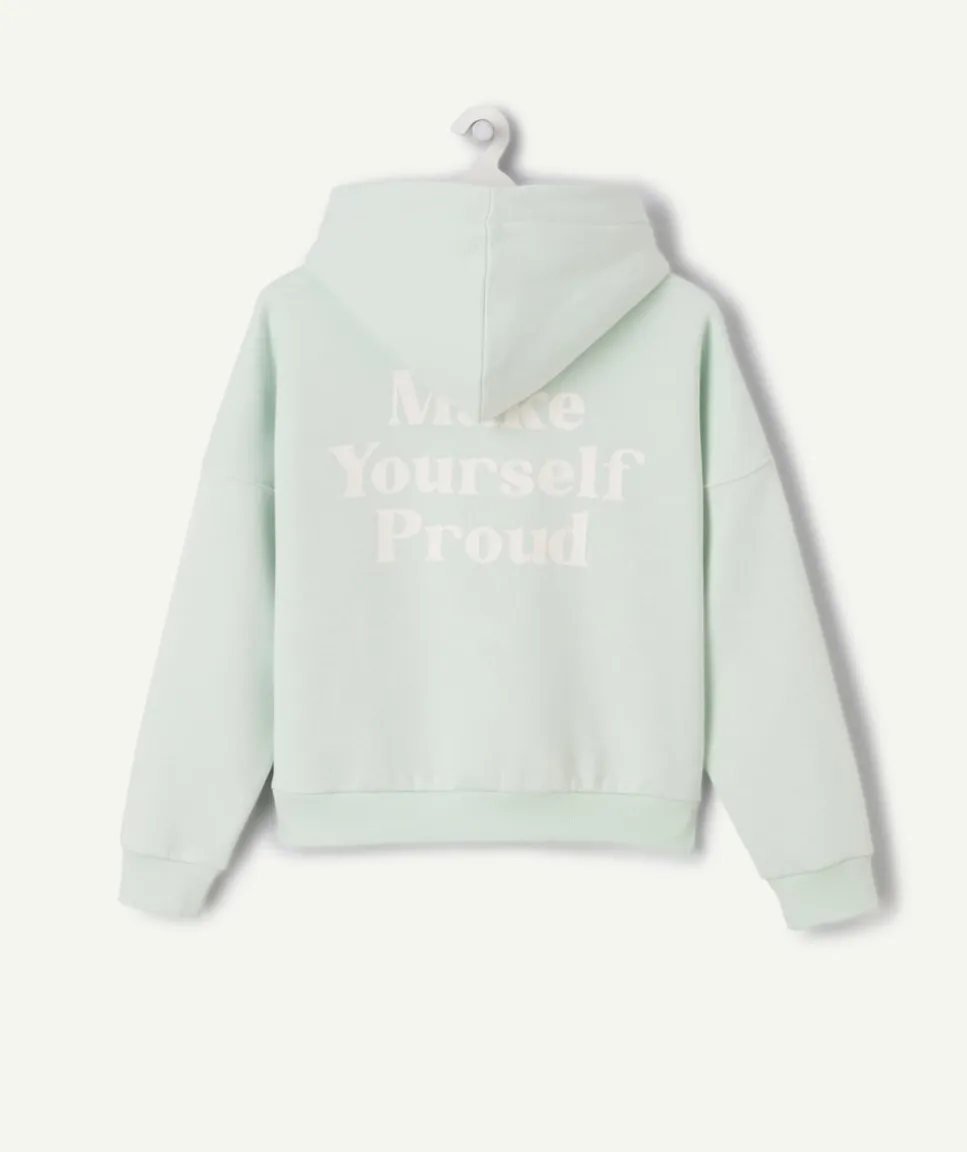 Sweat fille droit vert pastel imprimé