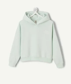 Sweat fille droit vert pastel imprimé