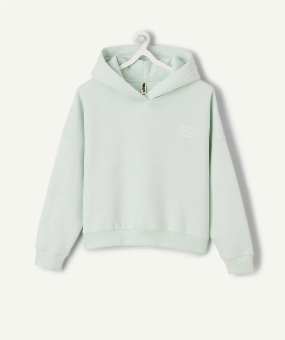 Sweat fille droit vert pastel imprimé