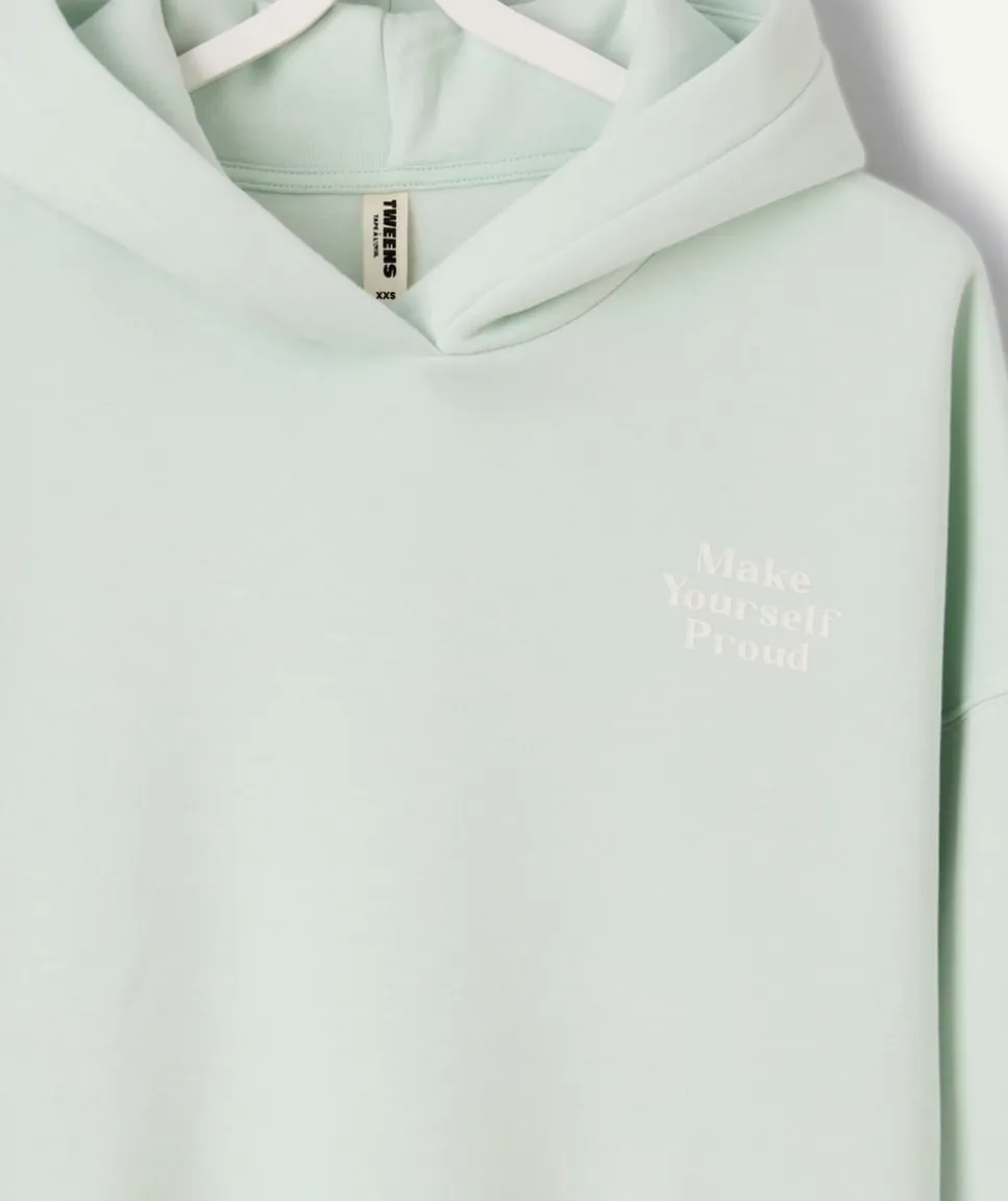 Sweat fille droit vert pastel imprimé