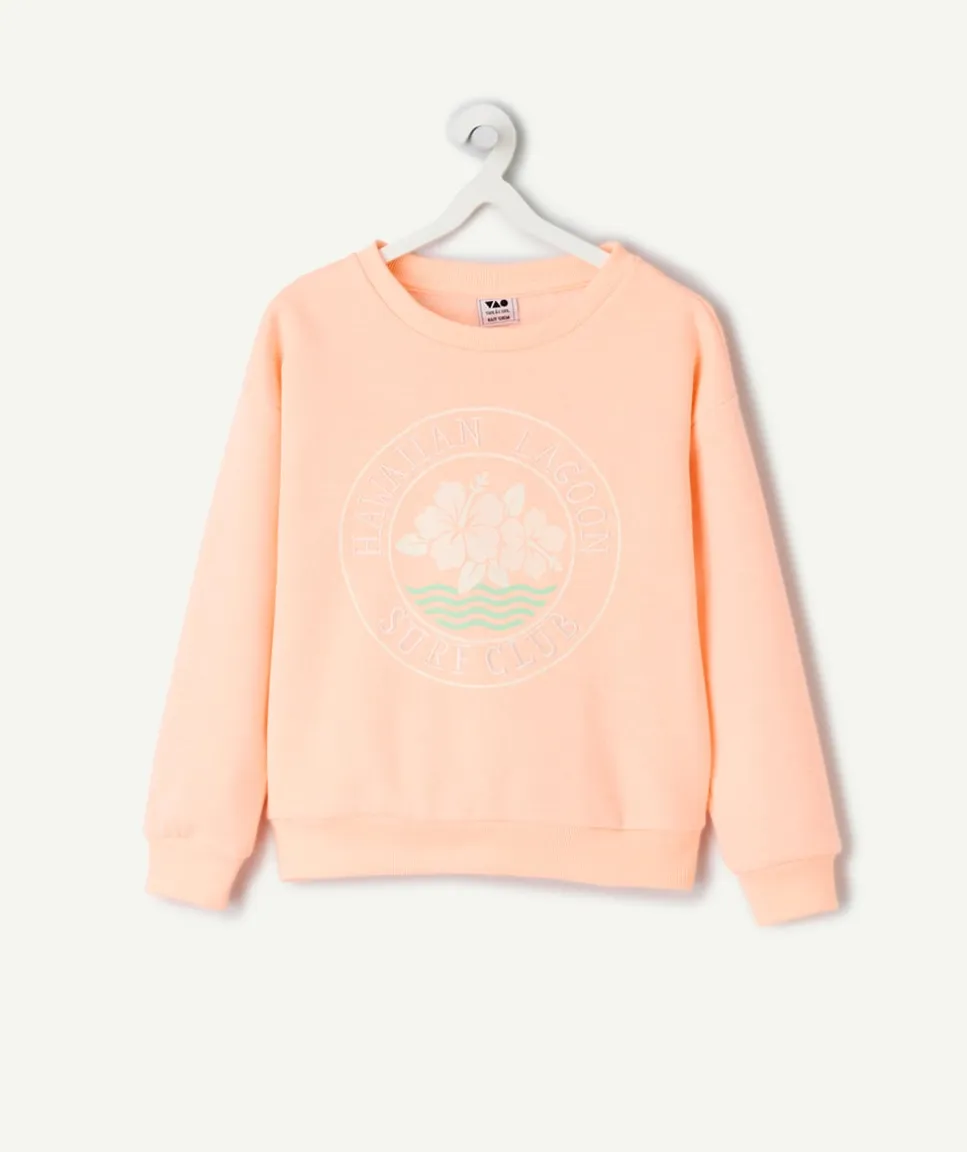 Sweat fille imprimé corail