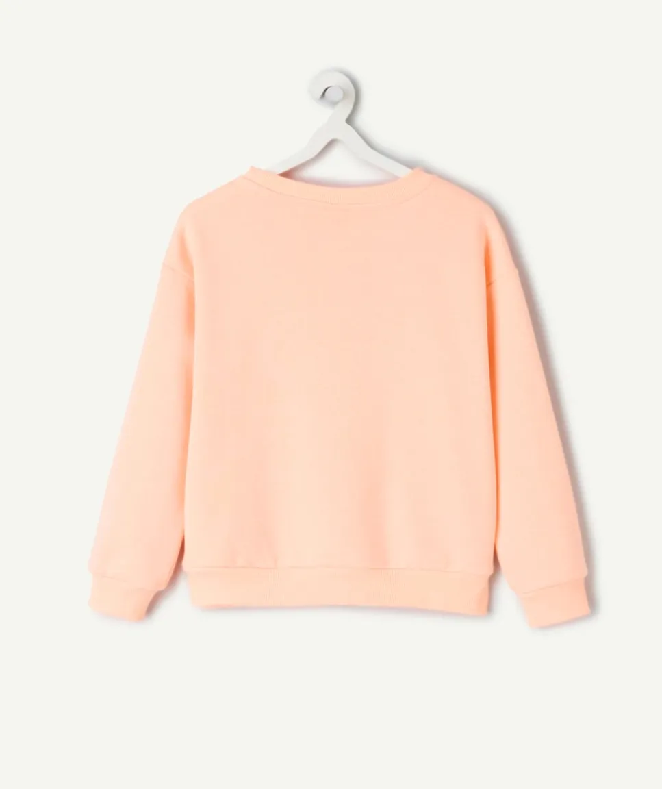 Sweat fille imprimé corail