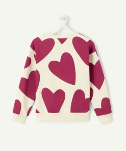 Sweat fille imprimé cœurs message amore