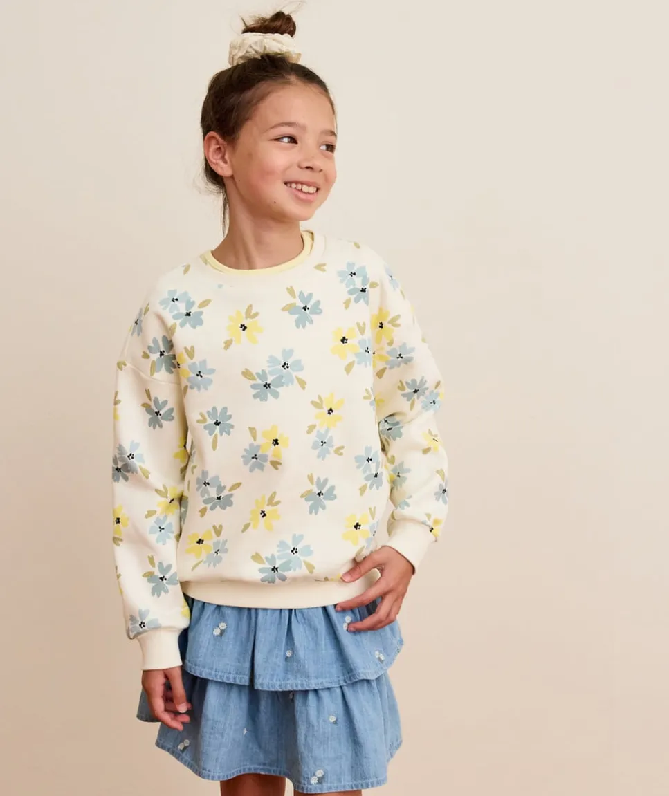 Sweat fille imprimé fleurs