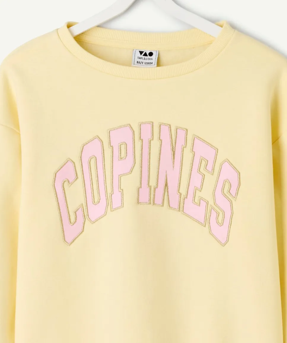 Sweat fille jaune imprimé