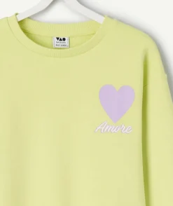 Sweat fille jaune imprimé