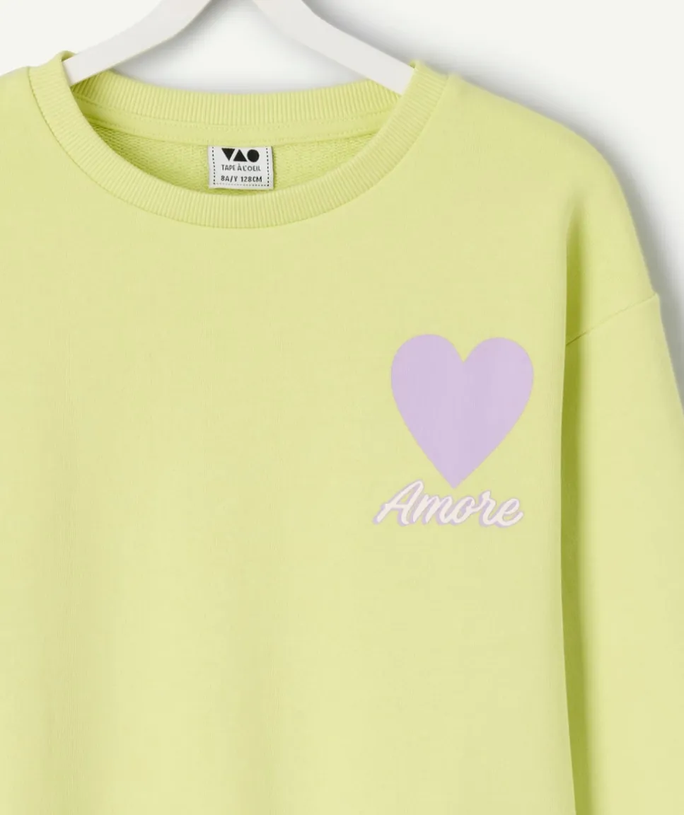 Sweat fille jaune imprimé