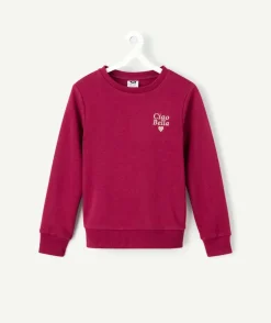 Sweat fille molleton bordeaux message brodé
