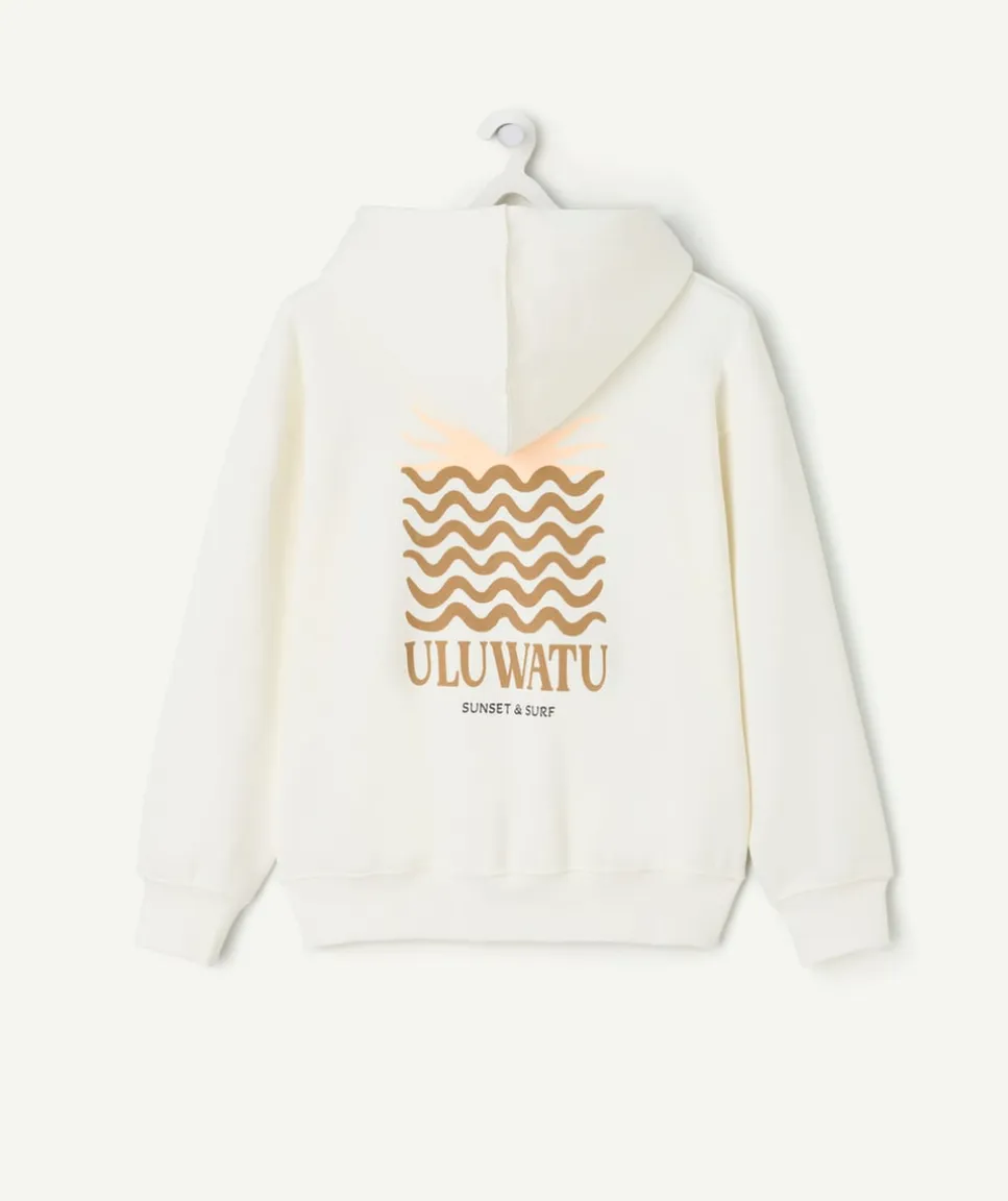 Sweat fille oversize écru imprimé